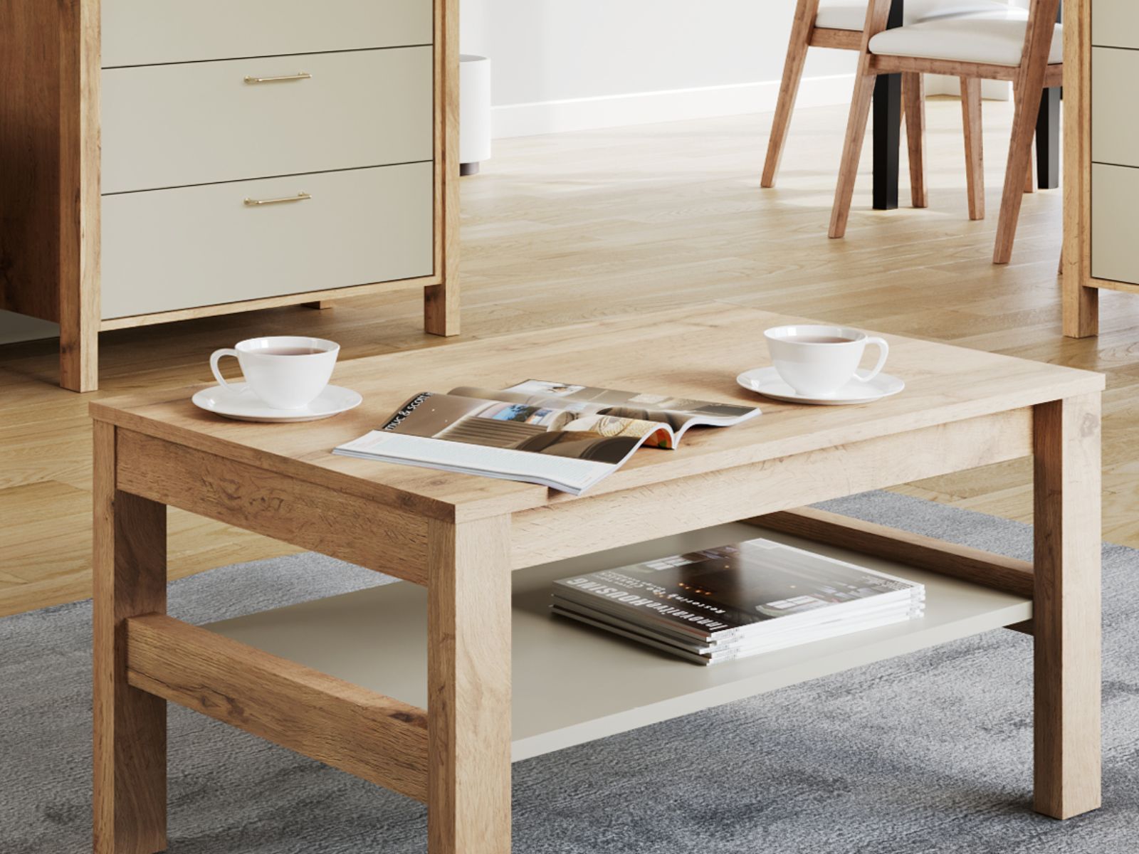 Mobistoxx Salontafel INDIC 90 cm wotan eik/kasjmier