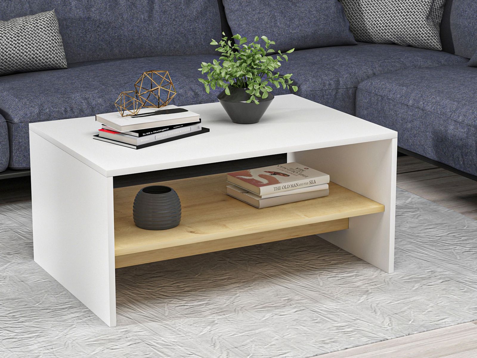 Mobistoxx Salontafel APOLLO 90 cm wit/saphire eik