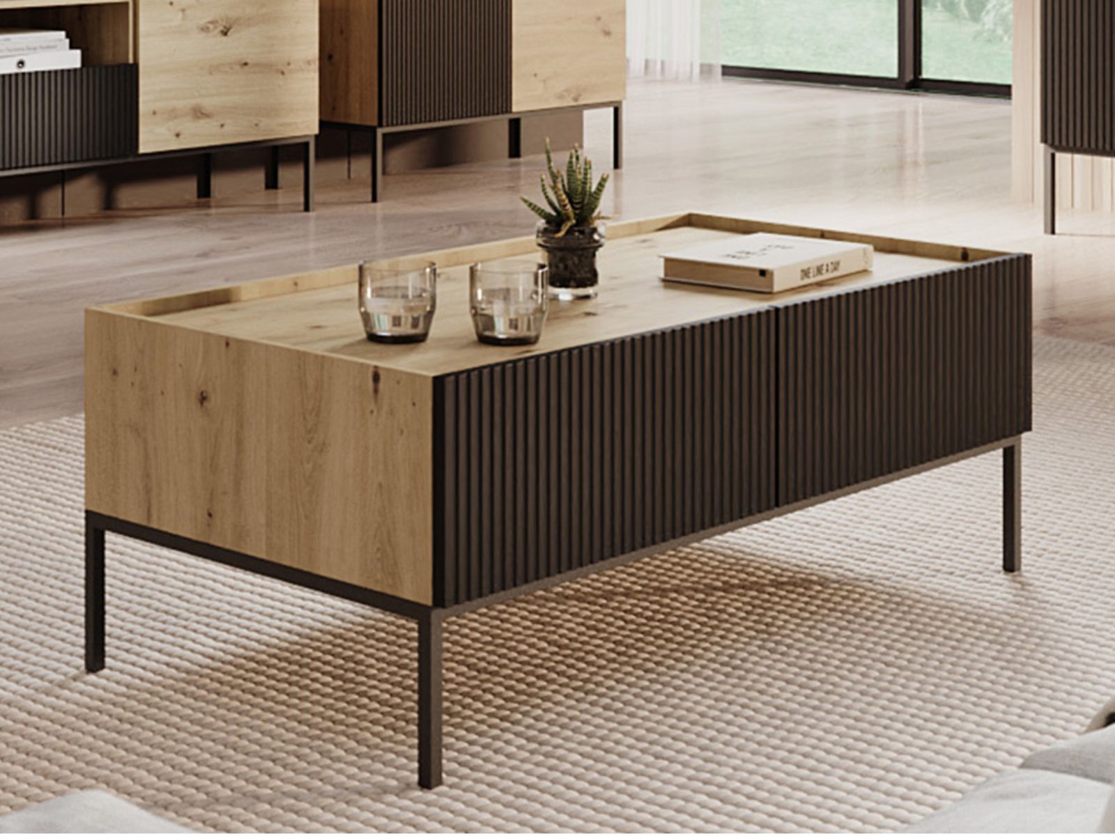 Mobistoxx Salontafel SULEK 120 cm artisan eik/zwart