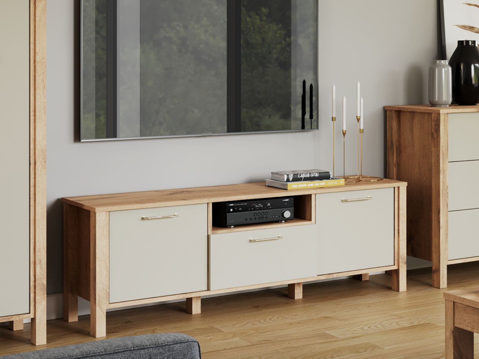 Mobistoxx Tv-meubel INDIC 140 cm wotan eik/kasjmier