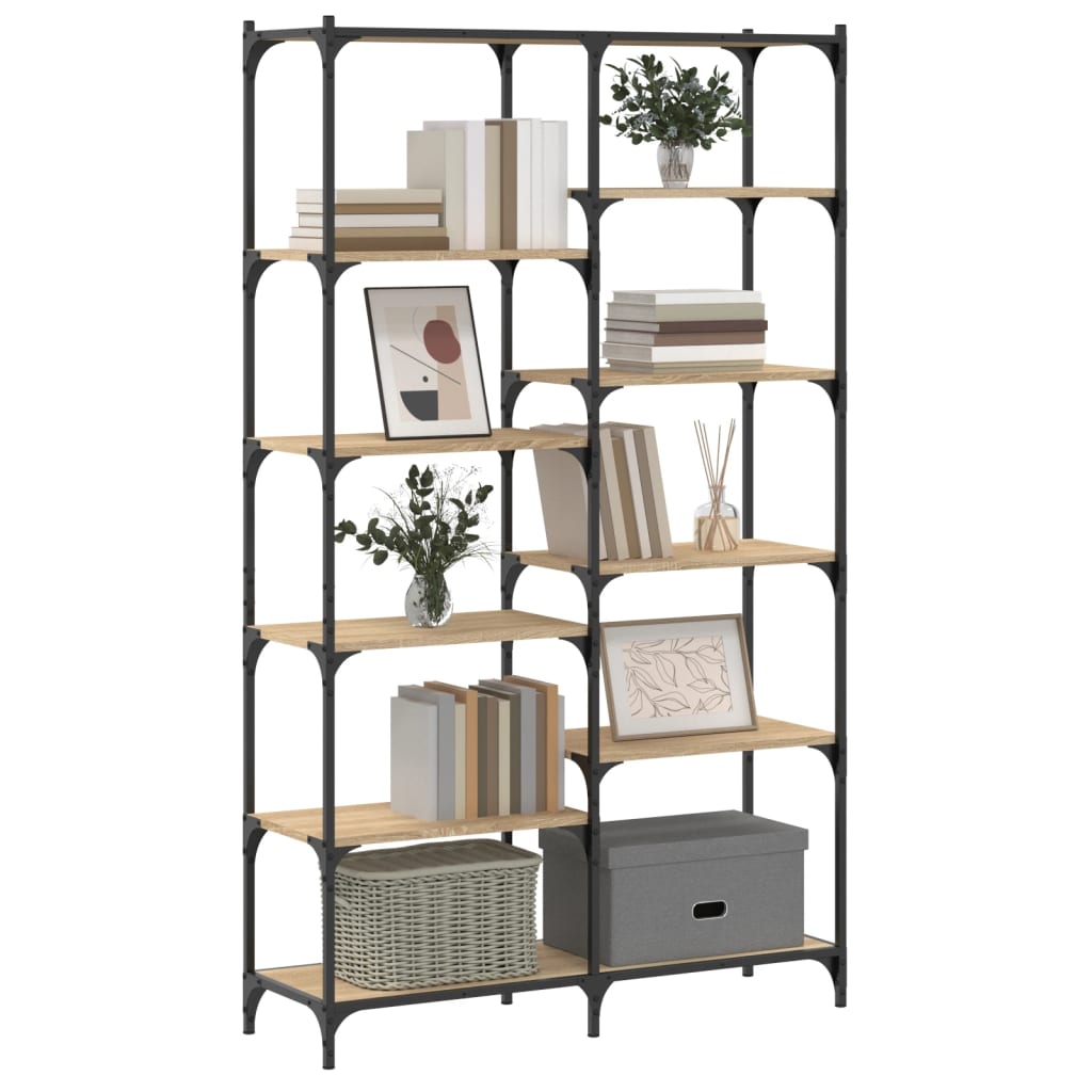 vidaXL Boekenrek 100x32x170 cm bewerkt hout en ijzer sonoma eikenkleur