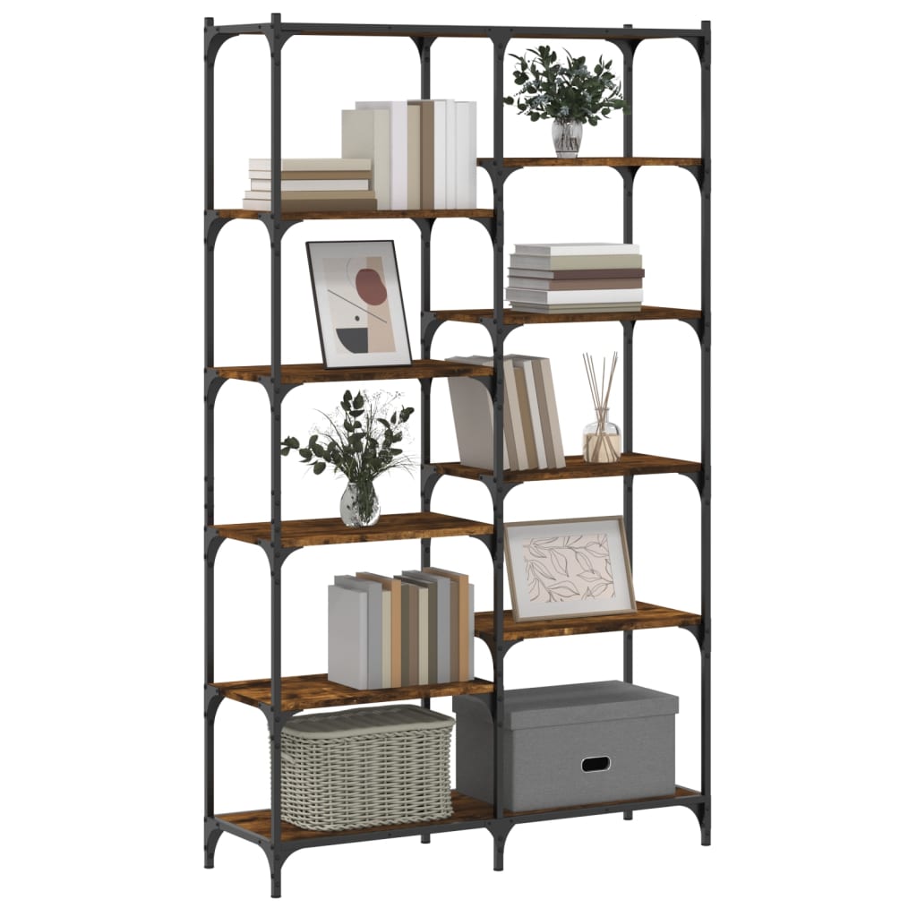 vidaXL Boekenrek 100x32x170 cm bewerkt hout en ijzer gerookt eiken
