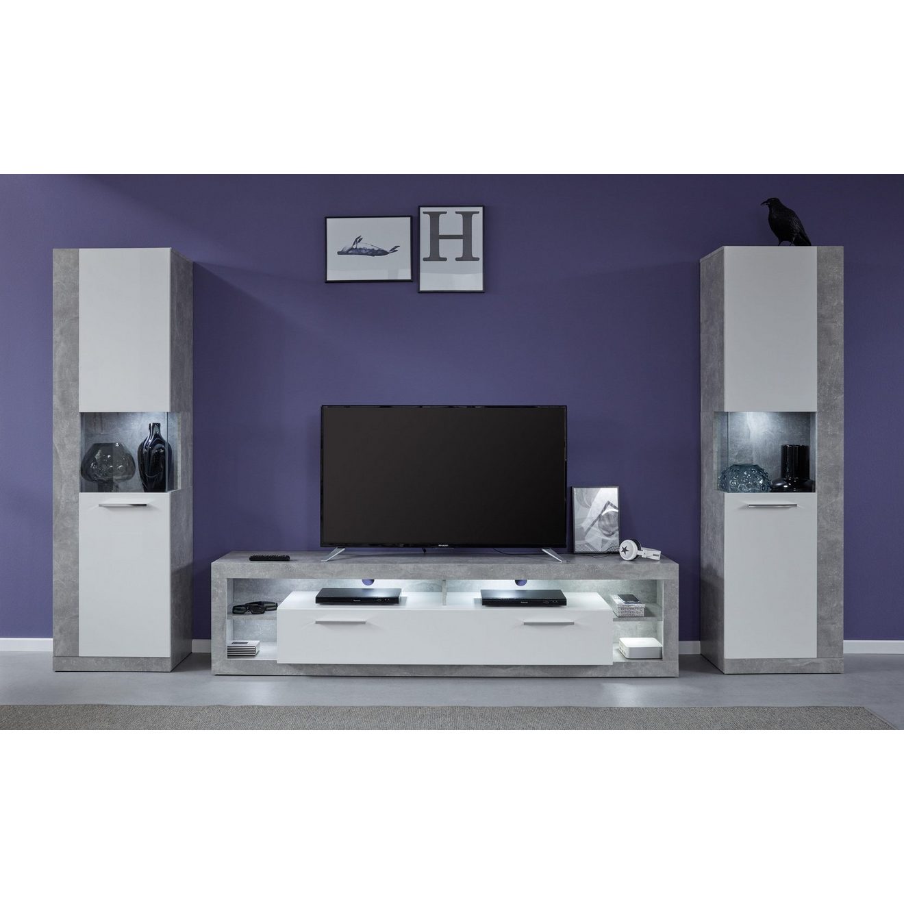 INOSIGN Wandmeubel GWENDOLYN gemakkelijk te onderhouden design, verlichting optioneel, veelzijdig te combineren (set, 3-delig)