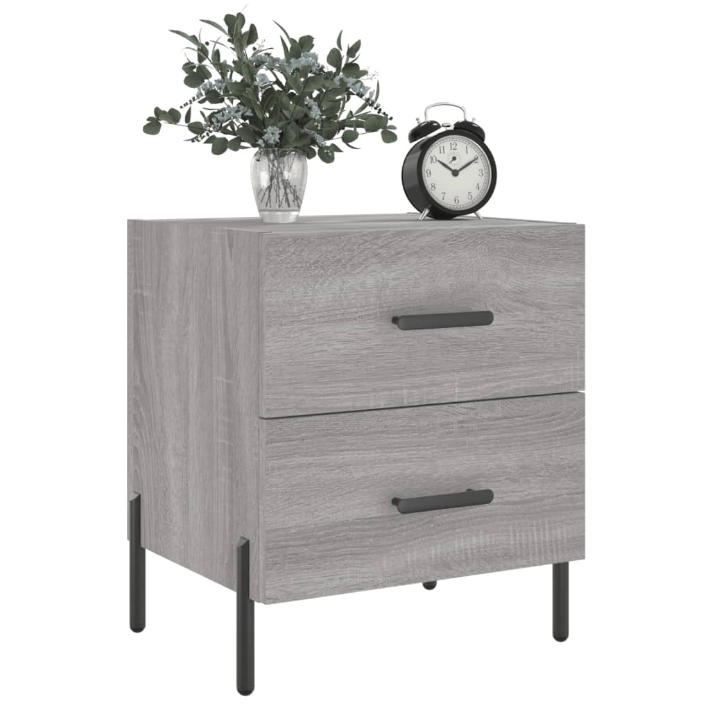 vidaXL Nachtkastje 40x35x47,5 cm bewerkt hout grijs sonoma eikenkleur