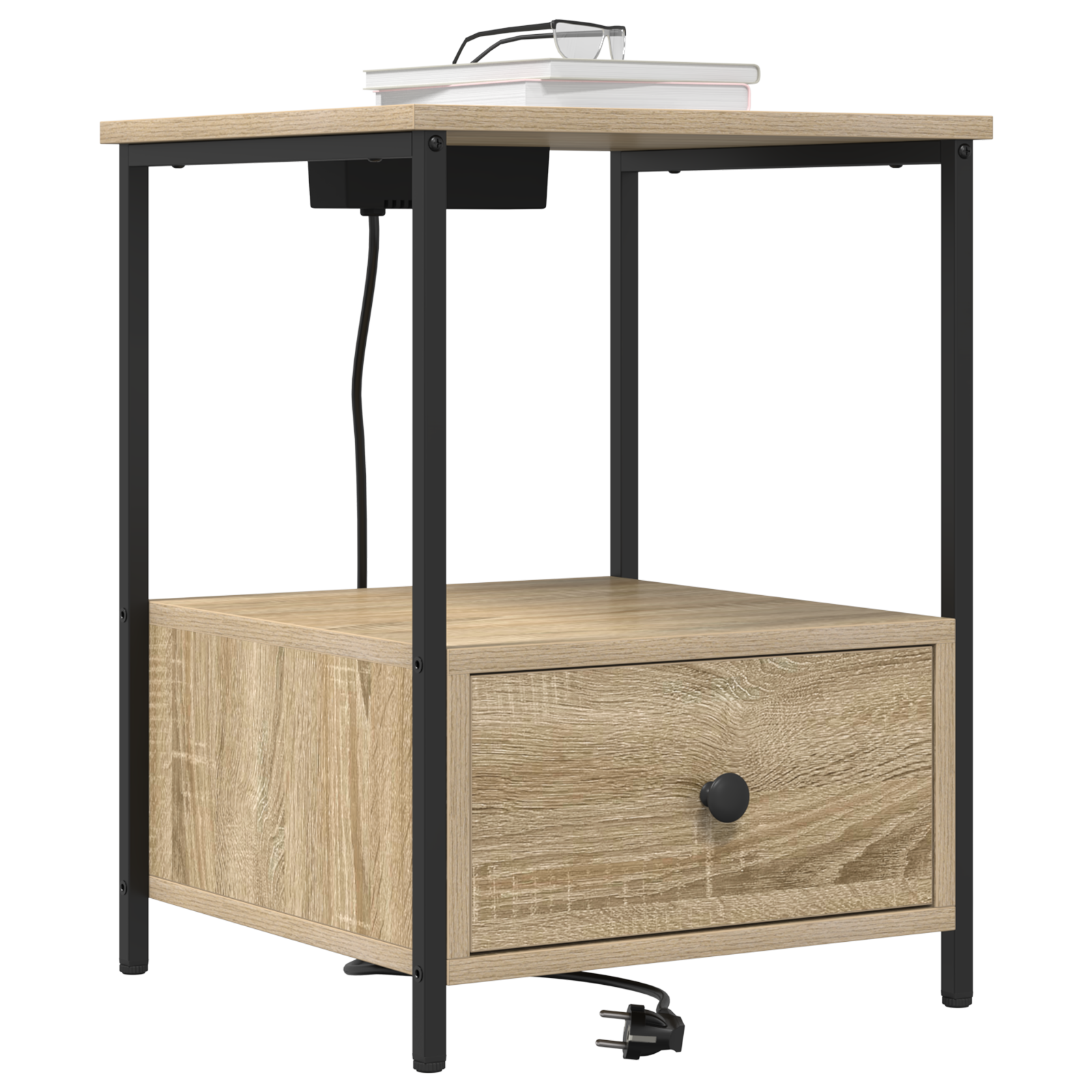 vidaXL Nachtkastje met Oplaadstation 2 pcs Sonoma eiken Bewerkt hout
