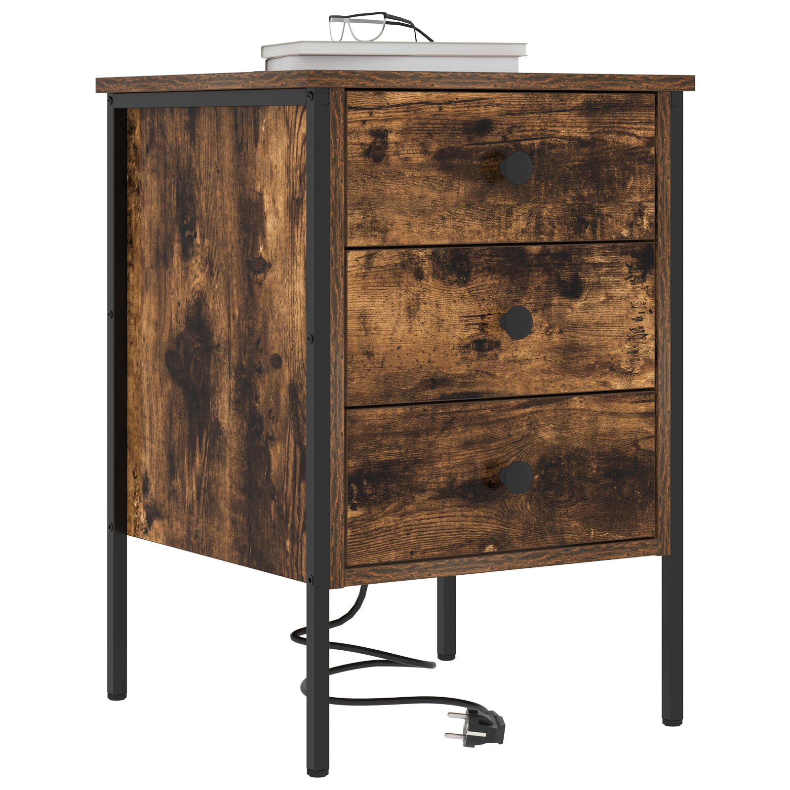 vidaXL Nachtkastje met lade Gerookt eiken 42 x 41 x 61 cm Bewerkt hout
