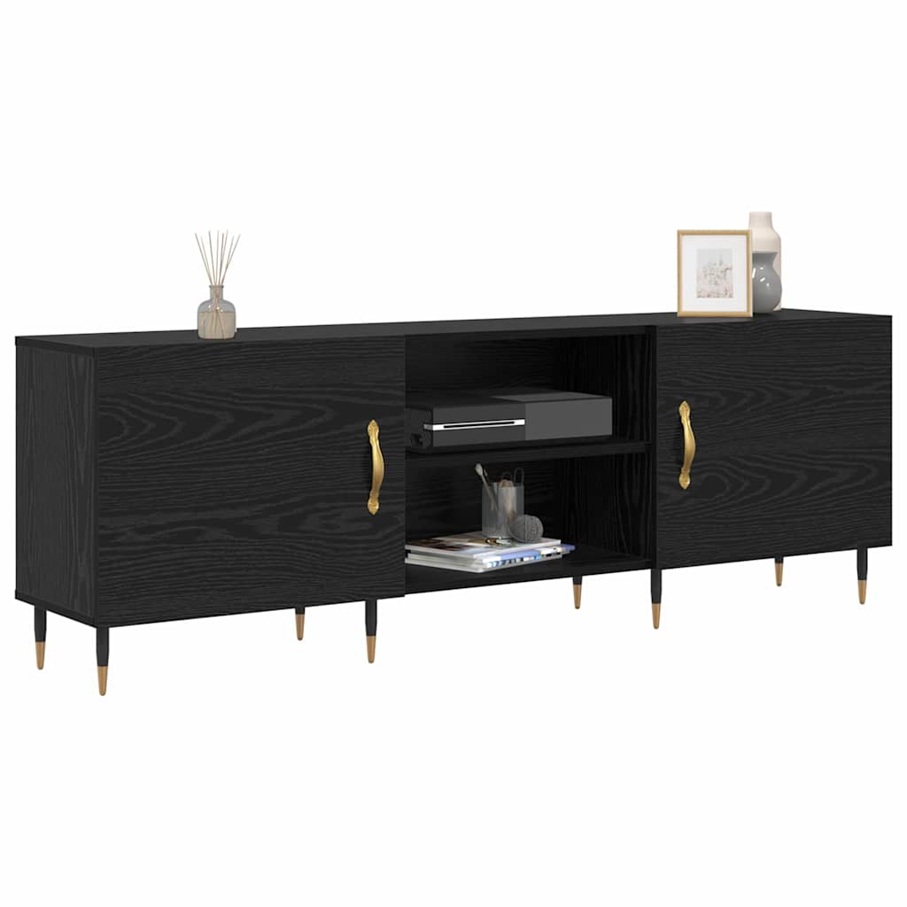 vidaXL TV-kast met plank met opslag met de deur Zwart eiken 150 x 30 x 50 cm Bewerkt hout