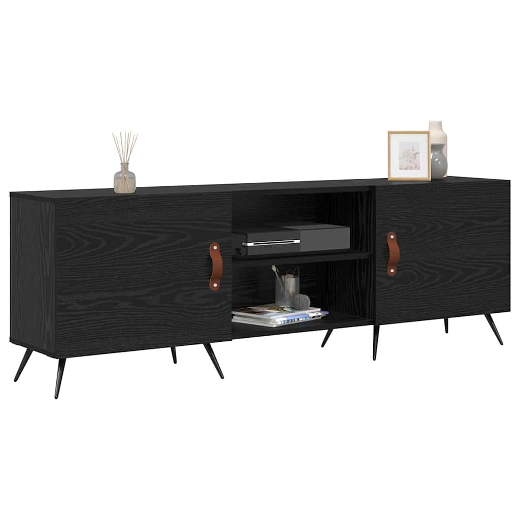 vidaXL TV-kast met plank met opslag met de deur Zwart eiken 150 x 30 x 50 cm Bewerkt hout