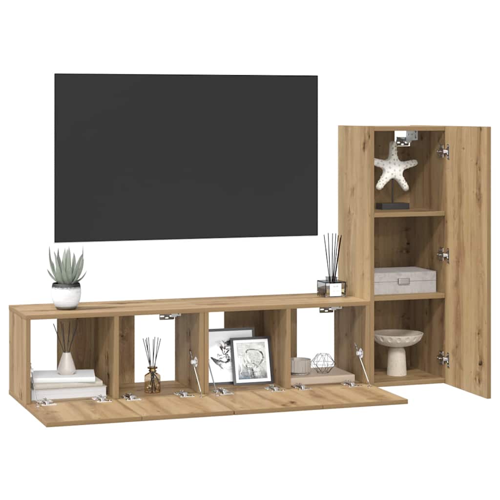 vidaXL Tv-meubelset 3 pcs artisanaal eikenkleurig 150.5 x 30 x 90 cm