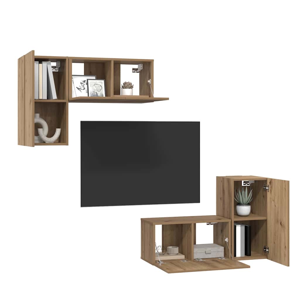 vidaXL Tv-meubelset 4 pcs artisanaal eikenkleurig 60 x 30 x 30 cm