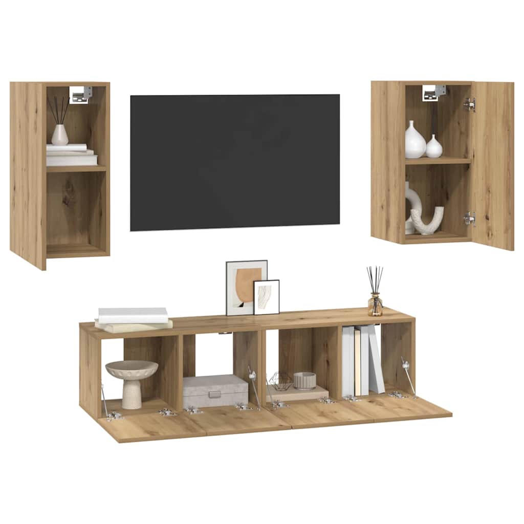 vidaXL Tv-meubelset 4 pcs artisanaal eikenkleurig 60 x 30 x 30 cm