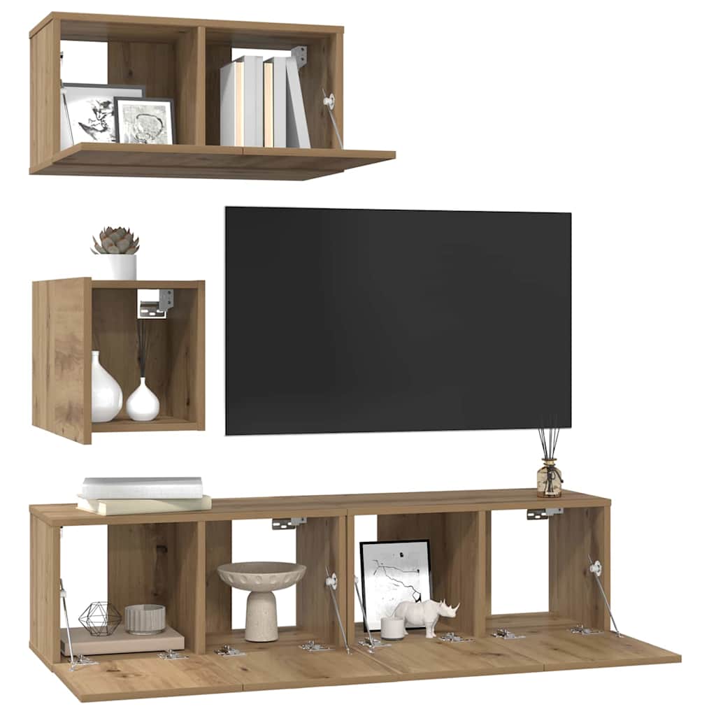 vidaXL Tv-meubelset 4 pcs artisanaal eikenkleurig 60 x 30 x 30 cm