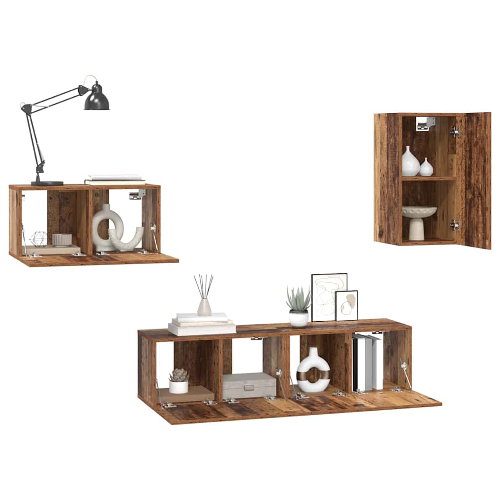 vidaXL Tv-meubelset 4 pcs Oud hout 30.5 x 30 x 60 cm Bewerkt hout