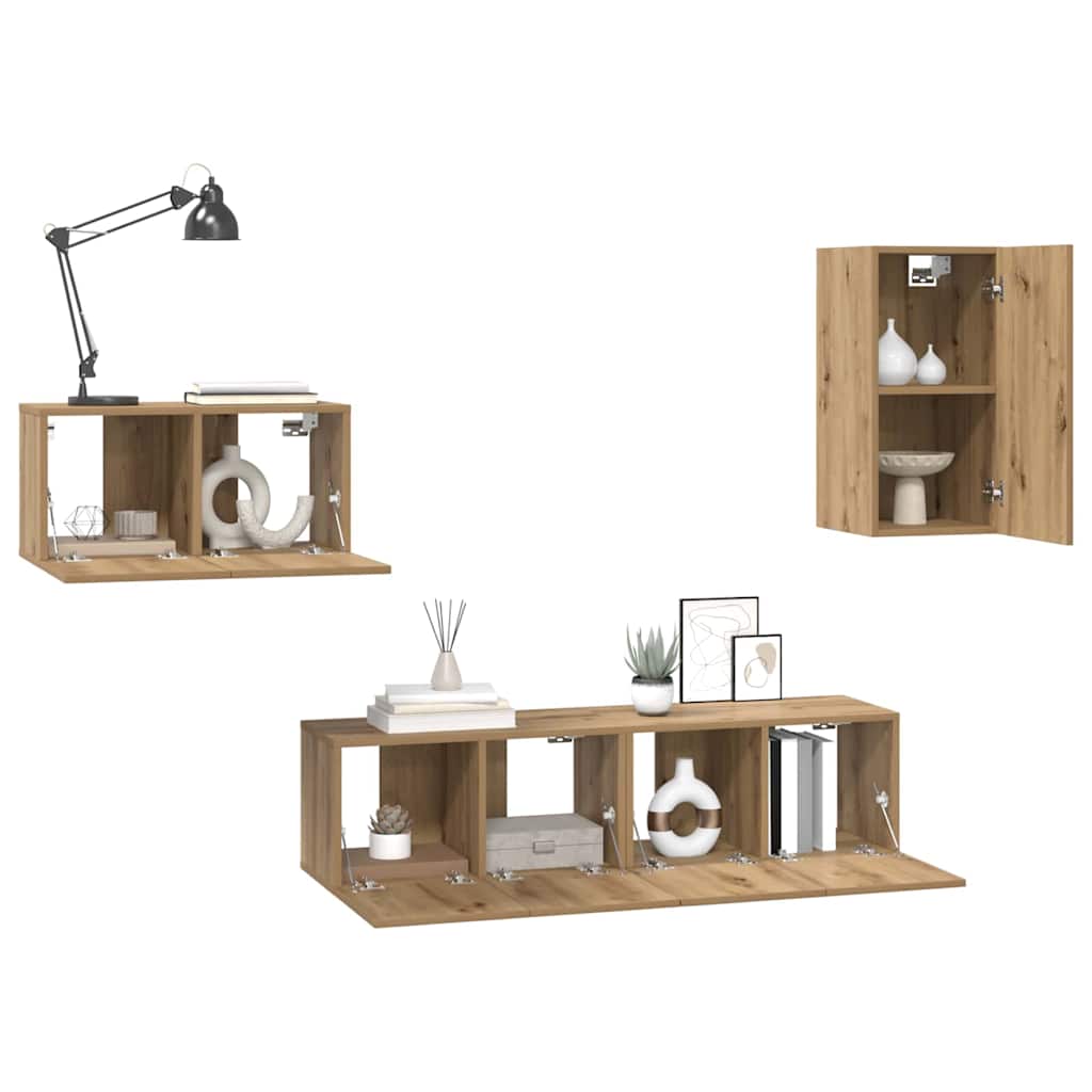 vidaXL Tv-meubelset 4 pcs artisanaal eikenkleurig 30.5 x 30 x 60 cm