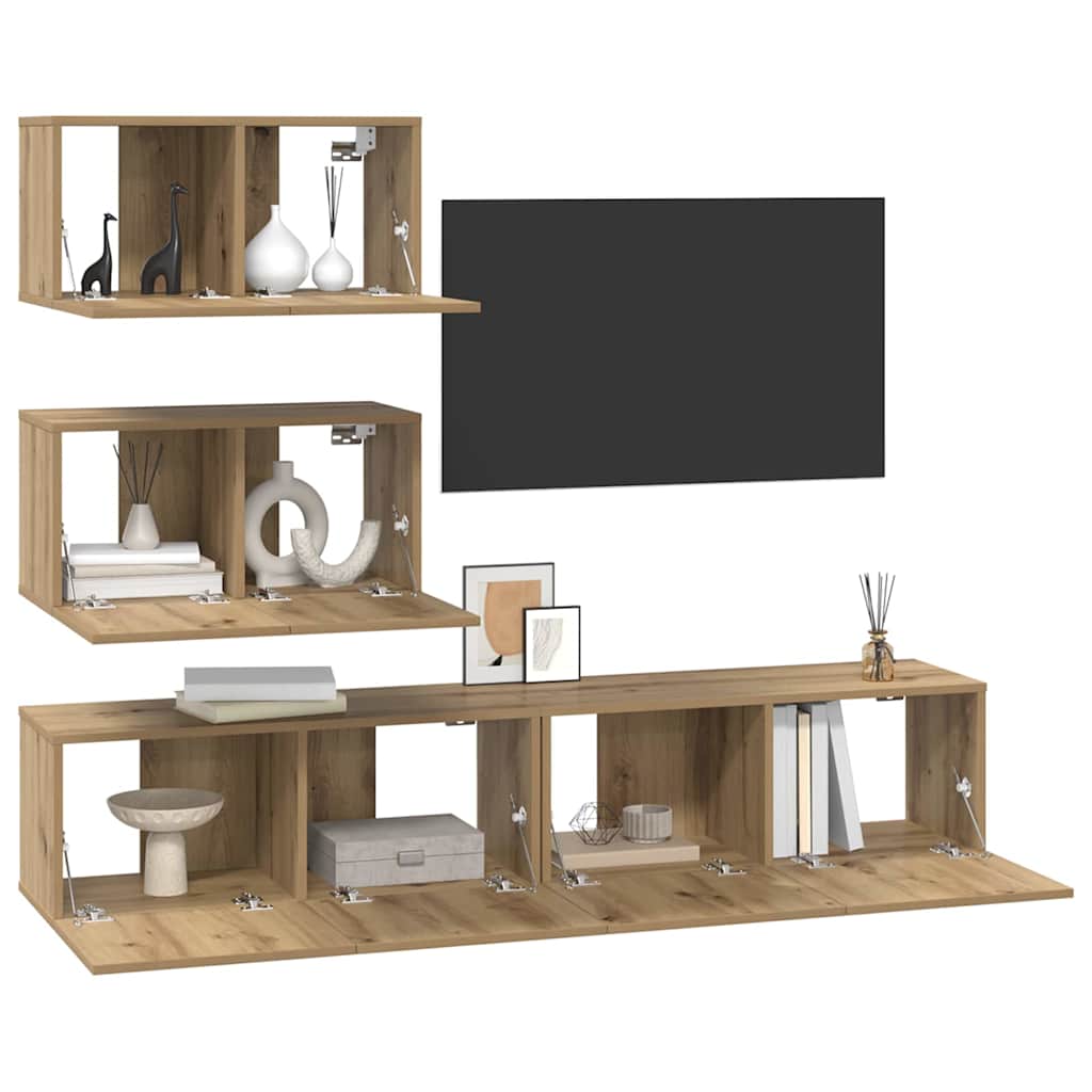 vidaXL Tv-meubelset 4 pcs artisanaal eikenkleurig 80 x 30 x 30 cm