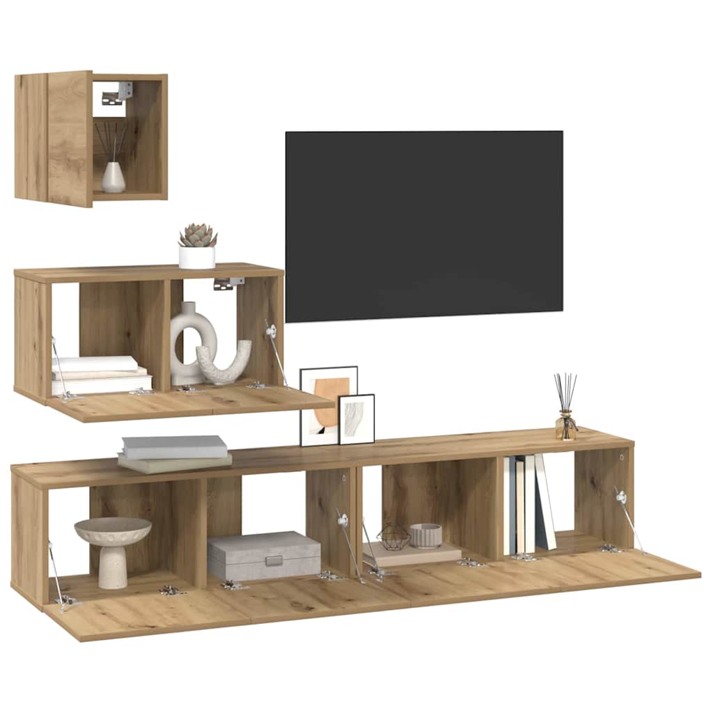 vidaXL Tv-meubelset 4 pcs artisanaal eikenkleurig 80 x 30 x 30 cm