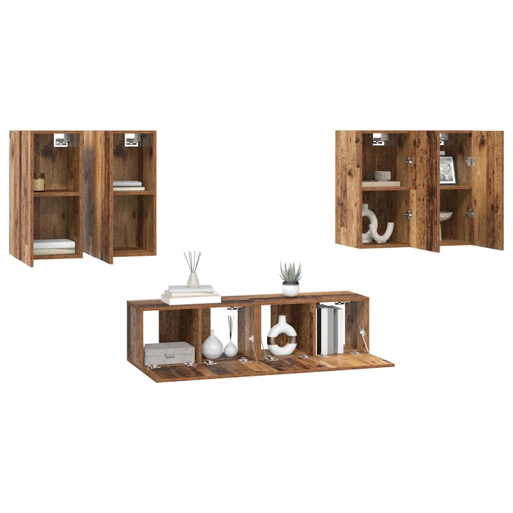 vidaXL Tv-meubelset 6 pcs Oud hout 60 x 30 x 30 cm Bewerkt hout