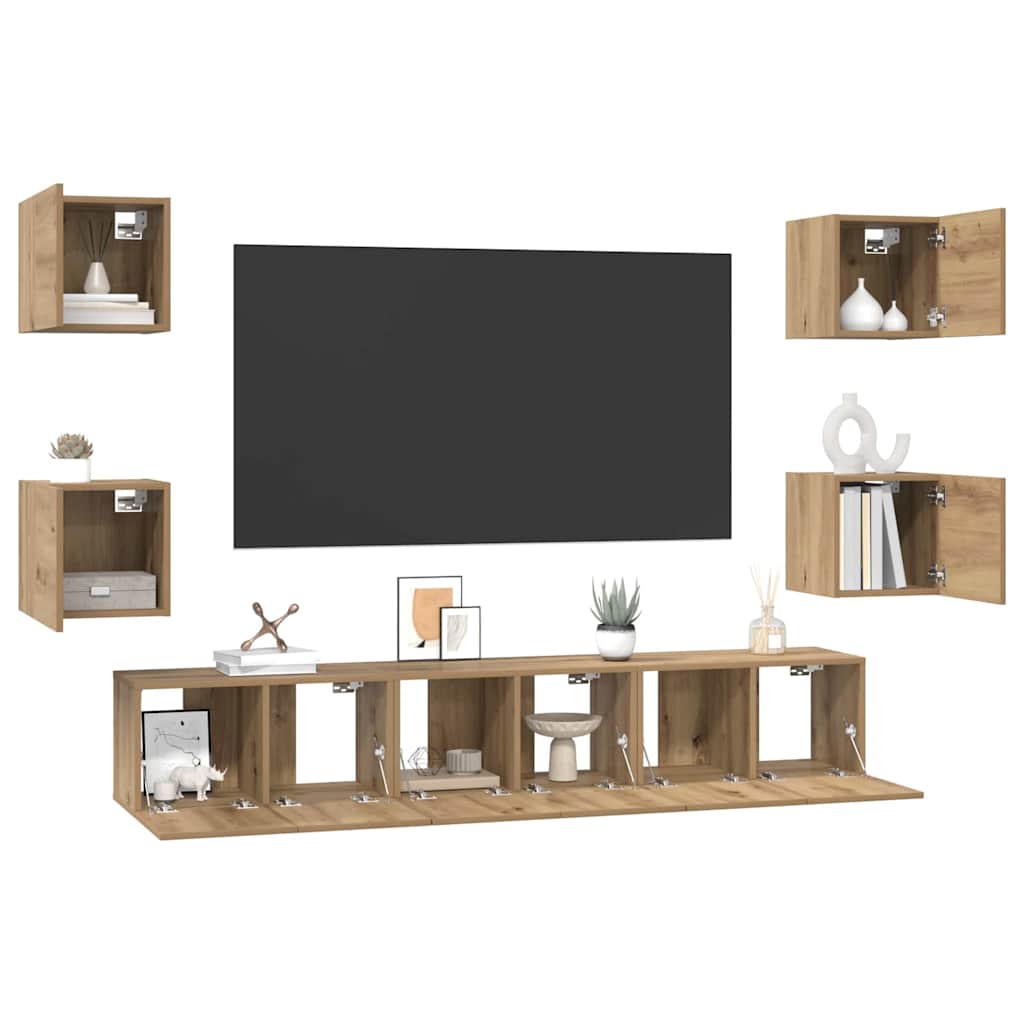 vidaXL Tv-meubelset 7 pcs artisanaal eikenkleurig 60 x 30 x 30 cm