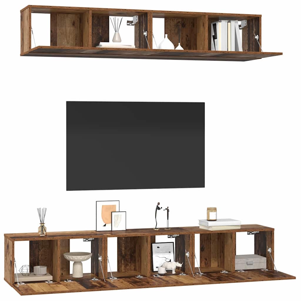 vidaXL Tv-meubelset 5 pcs Oud hout Standaard Medium Bewerkt hout