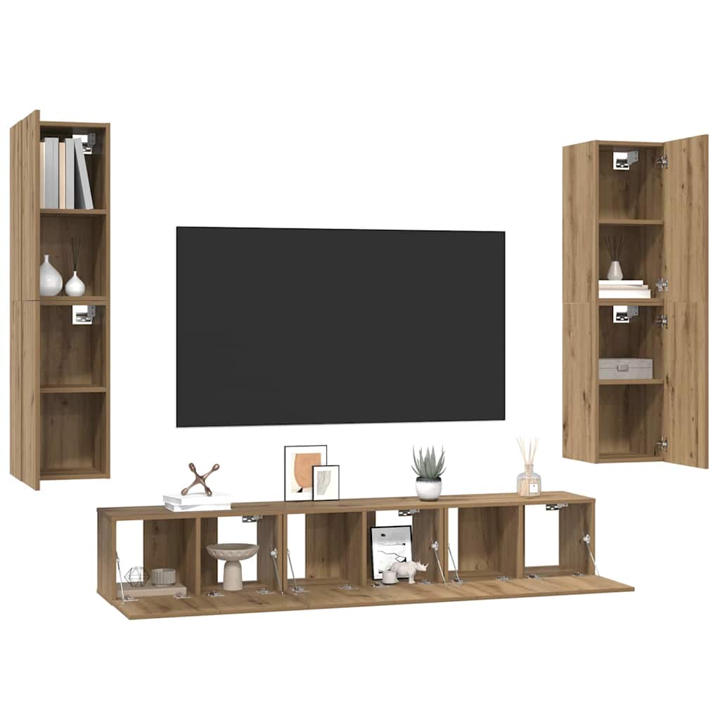 vidaXL Tv-meubelset 7 pcs artisanaal eikenkleurig 60 x 30 x 30 cm