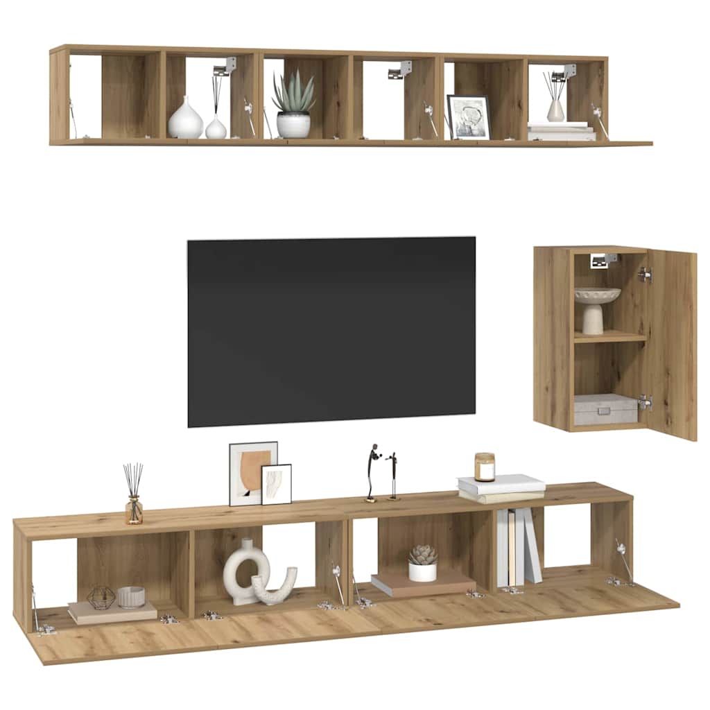 vidaXL Tv-meubelset 6 pcs artisanaal eikenkleurig Medium Bewerkt hout
