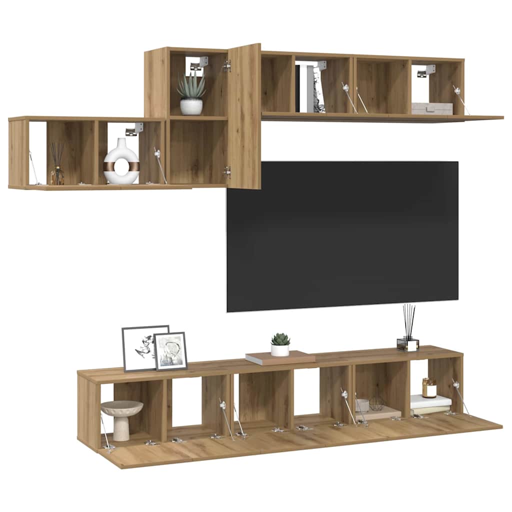 vidaXL Tv-meubelset 7 pcs artisanaal eikenkleurig 60 x 30 x 30 cm