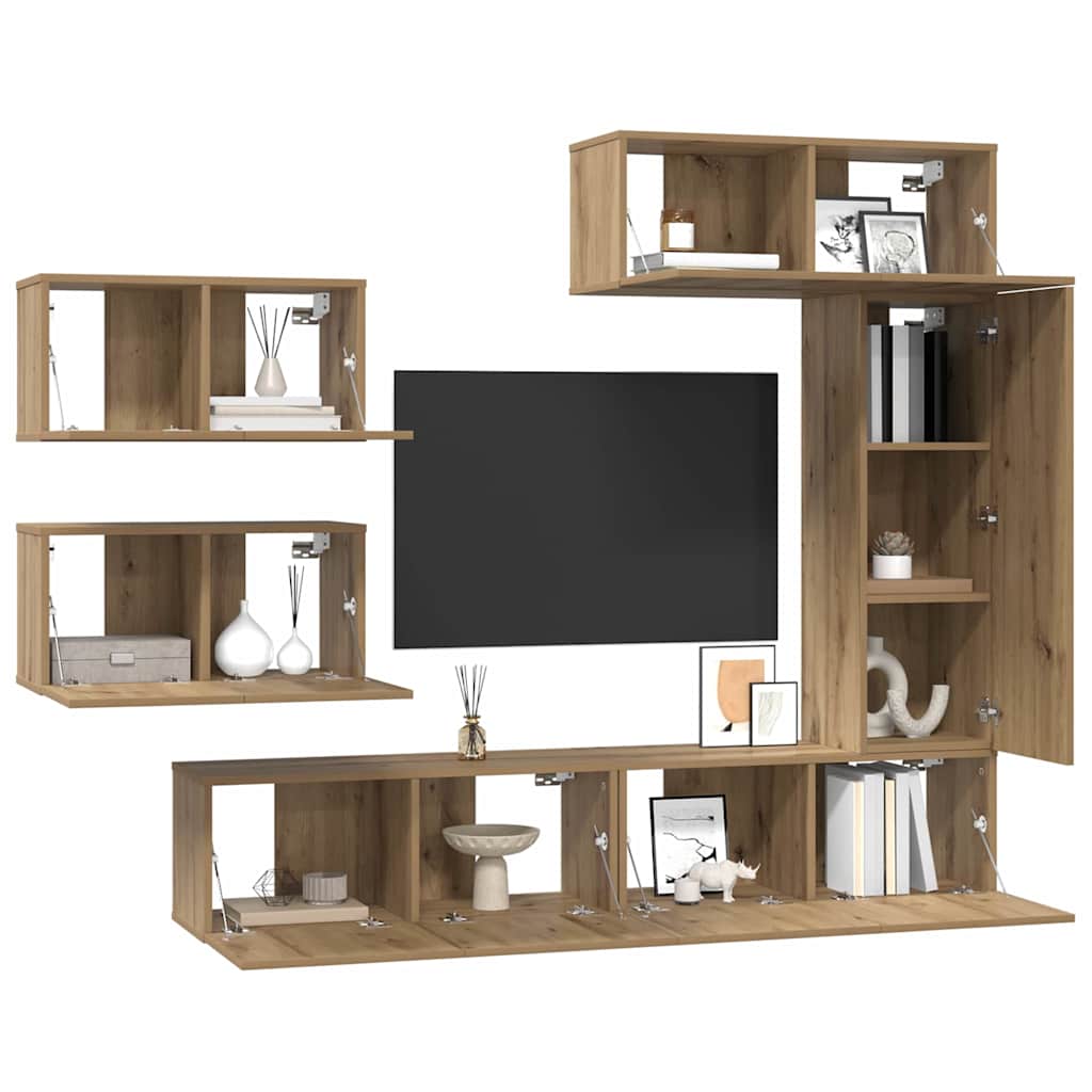 vidaXL Tv-meubelset 6 pcs artisanaal eikenkleurig 30.5 x 30 x 90 cm