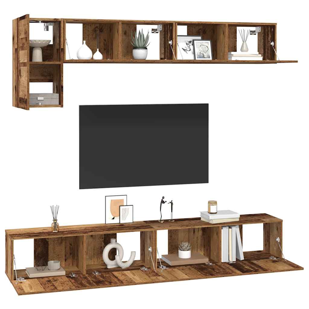 vidaXL Tv-meubelset 5 pcs Oud hout Medium 100 cm x 30 cm x 30 cm