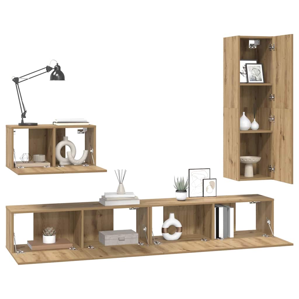 vidaXL Tv-meubelset 4 pcs artisanaal eikenkleurig 30.5 x 30 x 110 cm