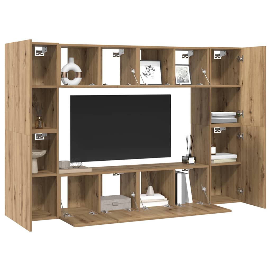 vidaXL Tv-meubelset 8 pcs artisanaal eikenkleurig 60 x 30 x 30 cm