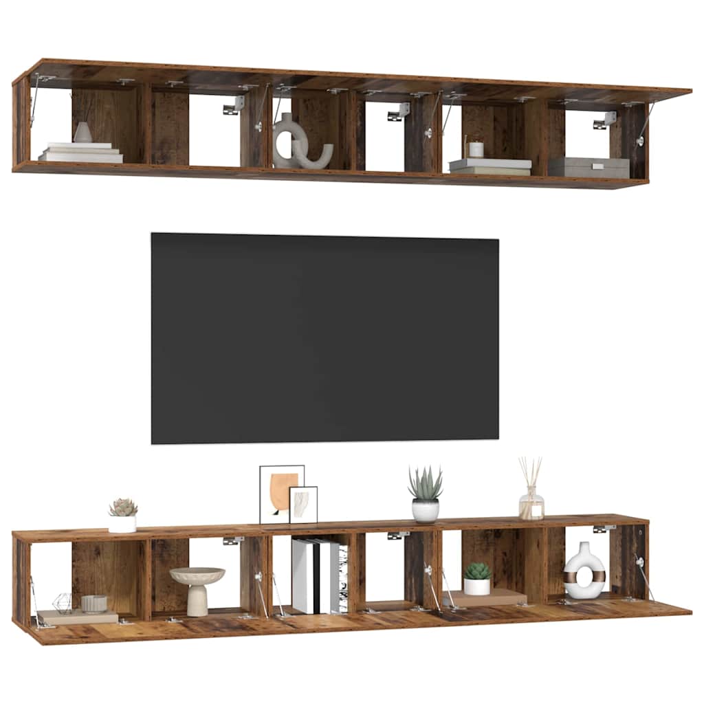 vidaXL Tv-meubelset 6 pcs Oud hout 60 x 30 x 35 cm Bewerkt hout