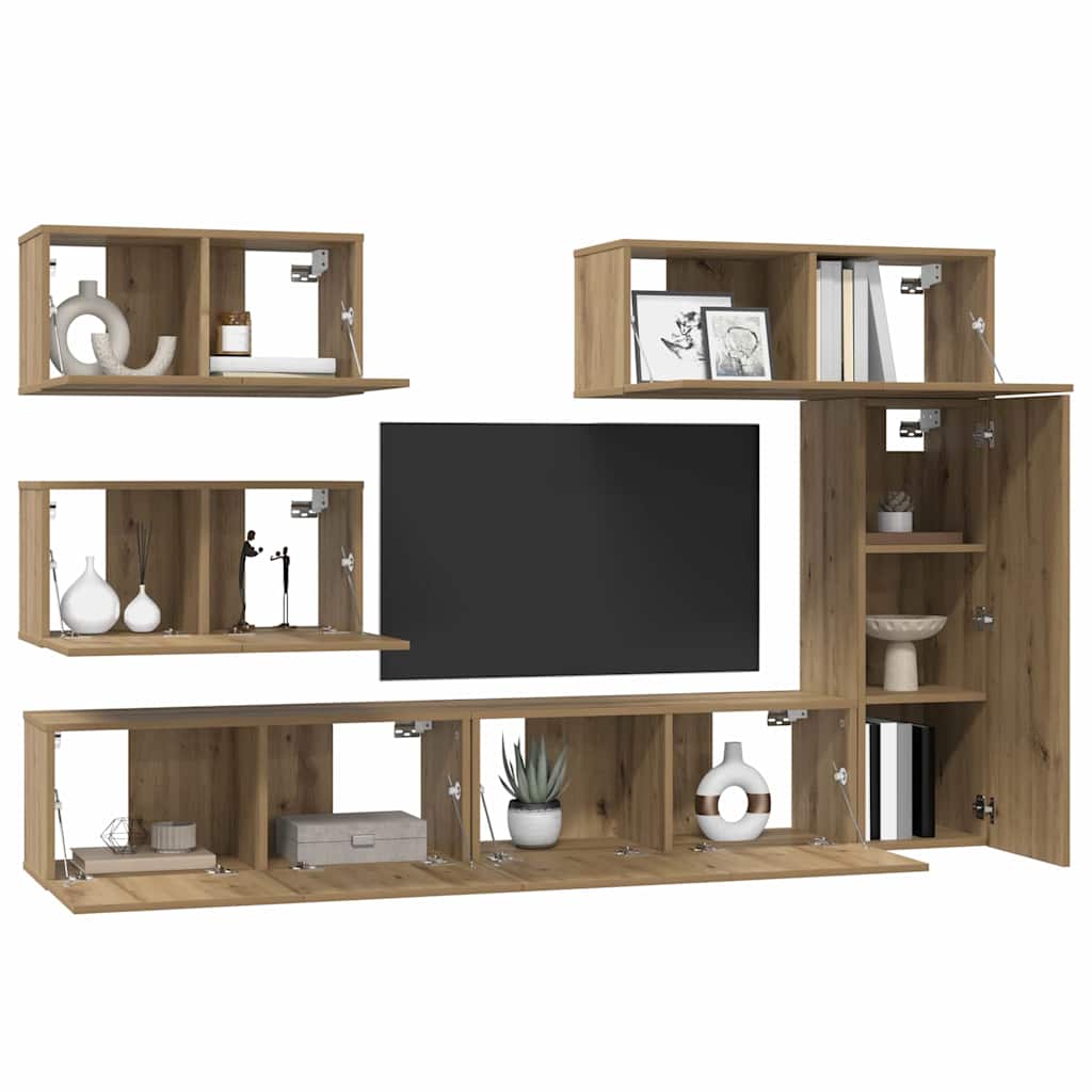 vidaXL Tv-meubelset 6 pcs artisanaal eikenkleurig 30.5 x 30 x 90 cm