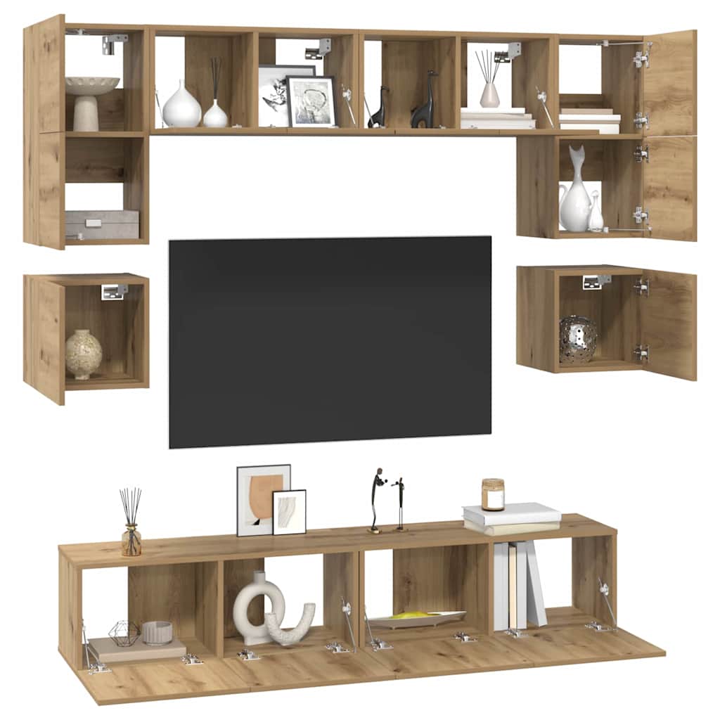 vidaXL Tv-meubelset 8 pcs artisanaal eikenkleurig 80 x 30 x 30 cm