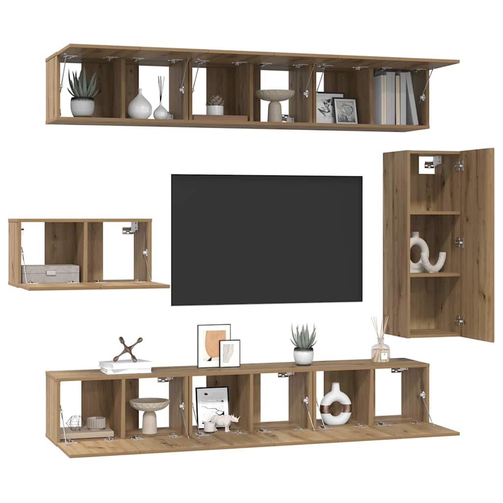 vidaXL Tv-meubelset 8 pcs artisanaal eikenkleurig 30.5 x 30 x 90 cm