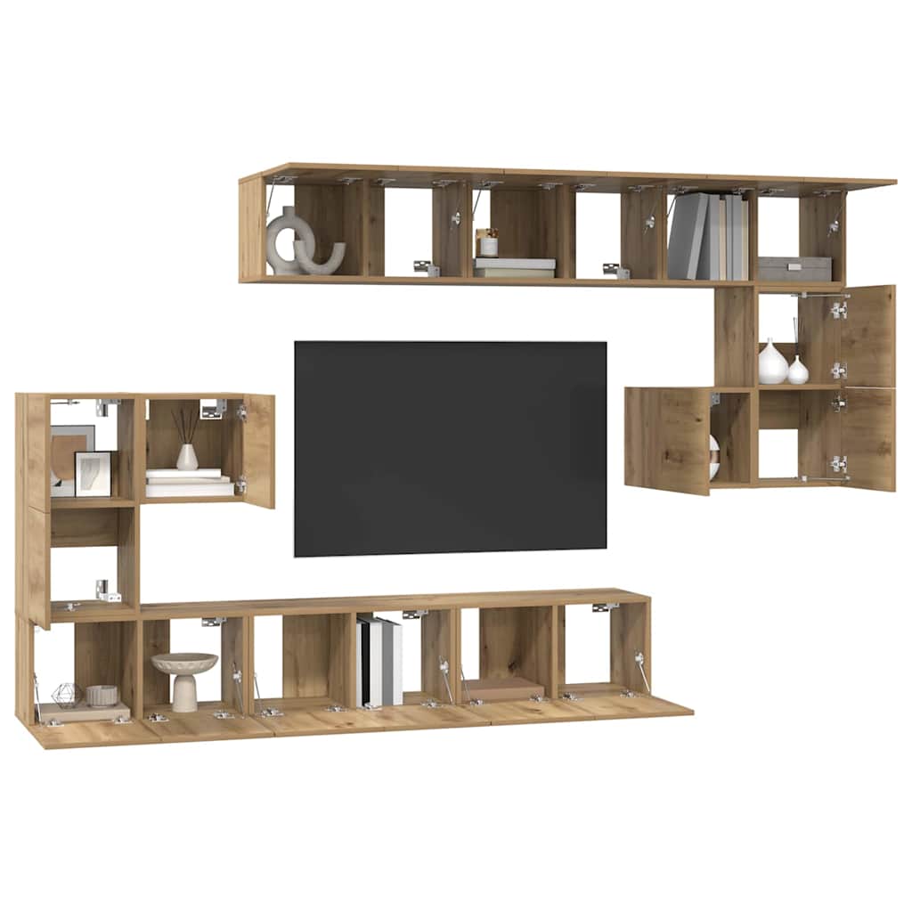 vidaXL Tv-meubelset 10 pcs artisanaal eikenkleurig 180 x 30 x 90.5 cm