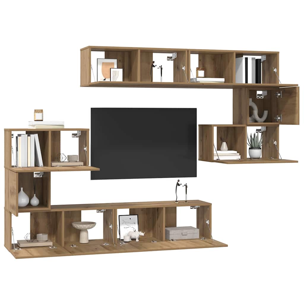 vidaXL Tv-meubelset 8 pcs artisanaal eikenkleurig 80 x 30 x 30 cm