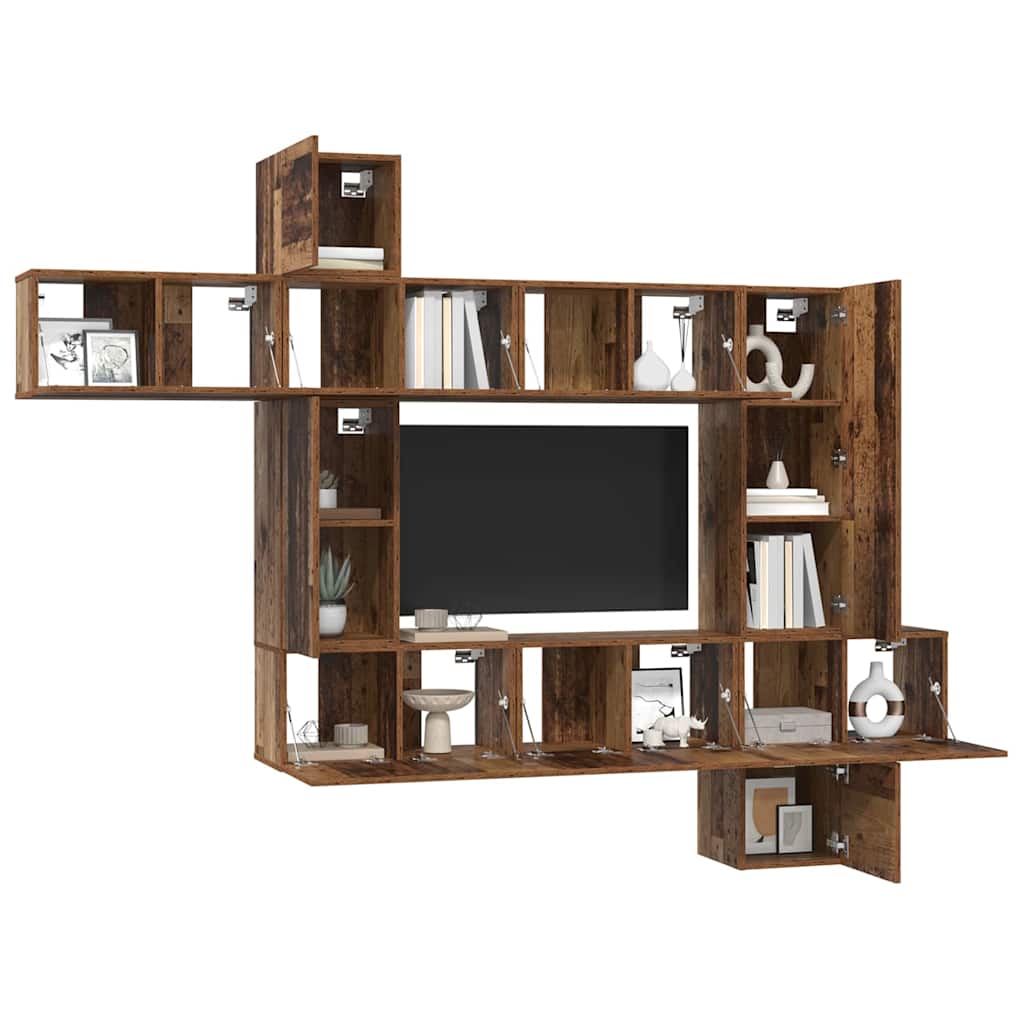 vidaXL Tv-meubelset 10 pcs Oud hout 30.5 x 30 x 90 cm Bewerkt hout
