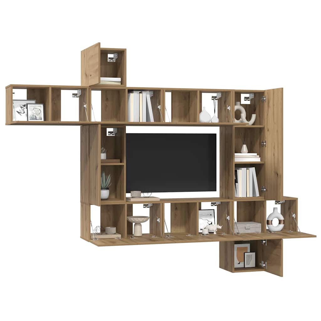 vidaXL Tv-meubelset 10 pcs artisanaal eikenkleurig 30.5 x 30 x 90 cm