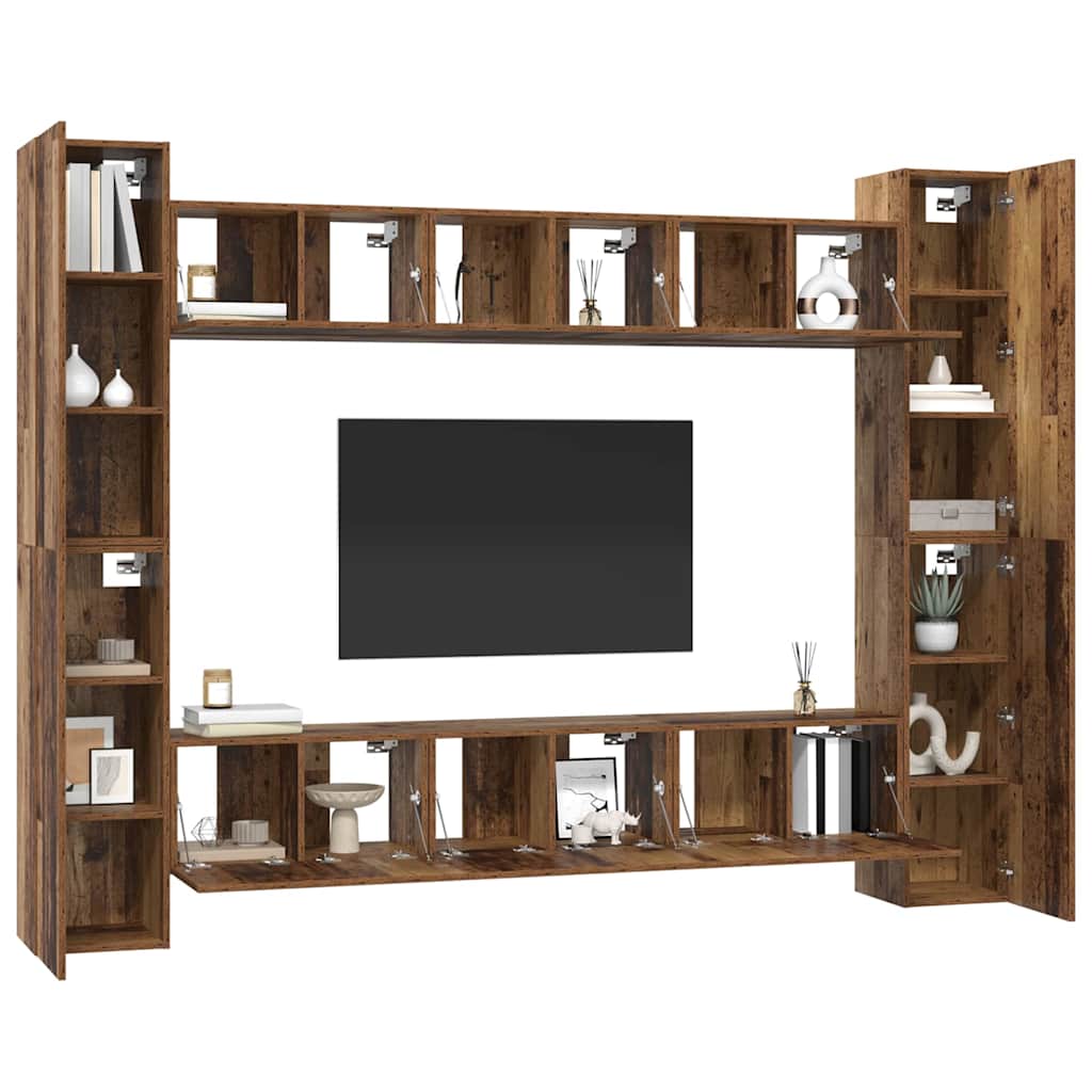 vidaXL Tv-meubelset 10 pcs Oud hout 30.5 x 30 x 90 cm Bewerkt hout