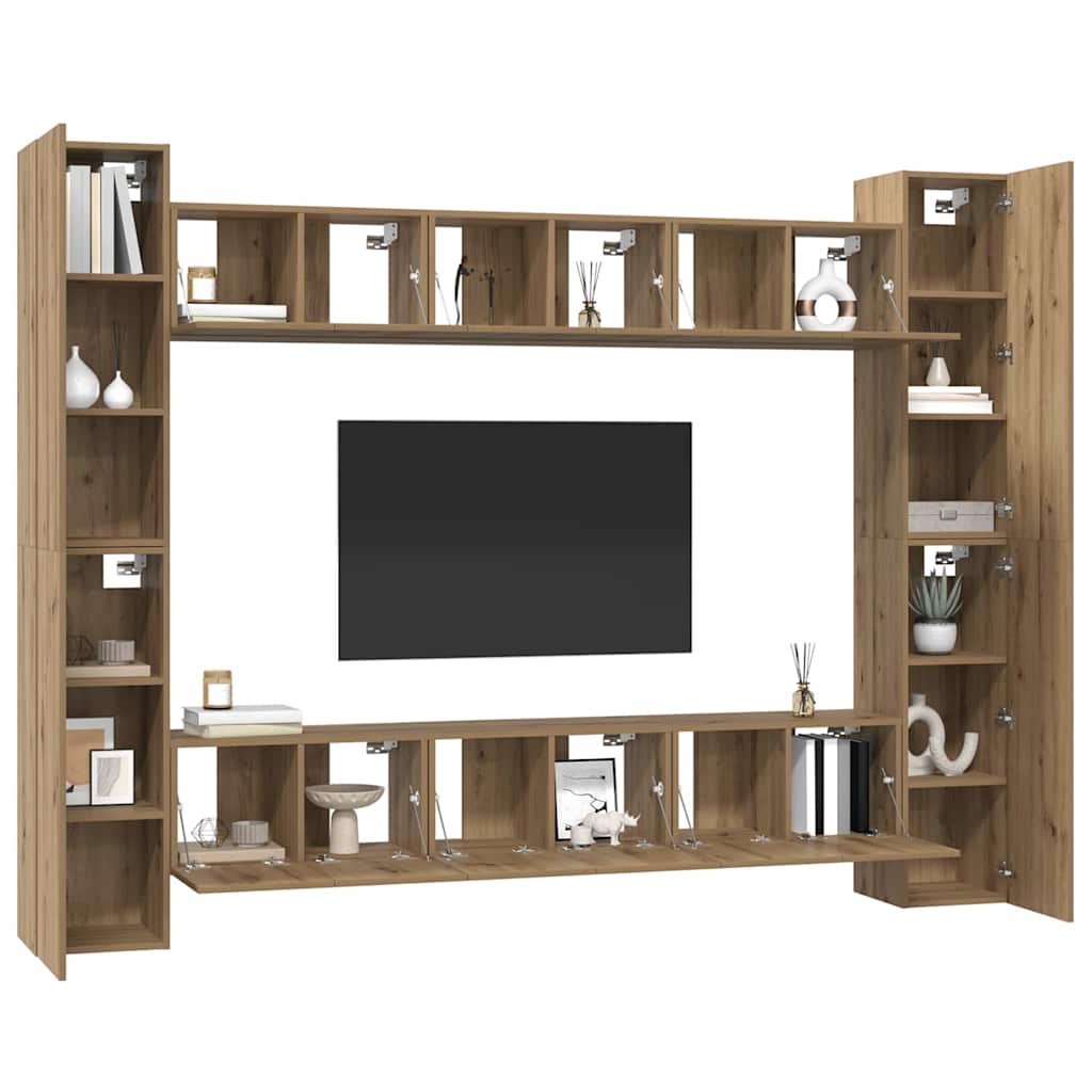 vidaXL Tv-meubelset 10 pcs artisanaal eikenkleurig 30.5 x 30 x 90 cm