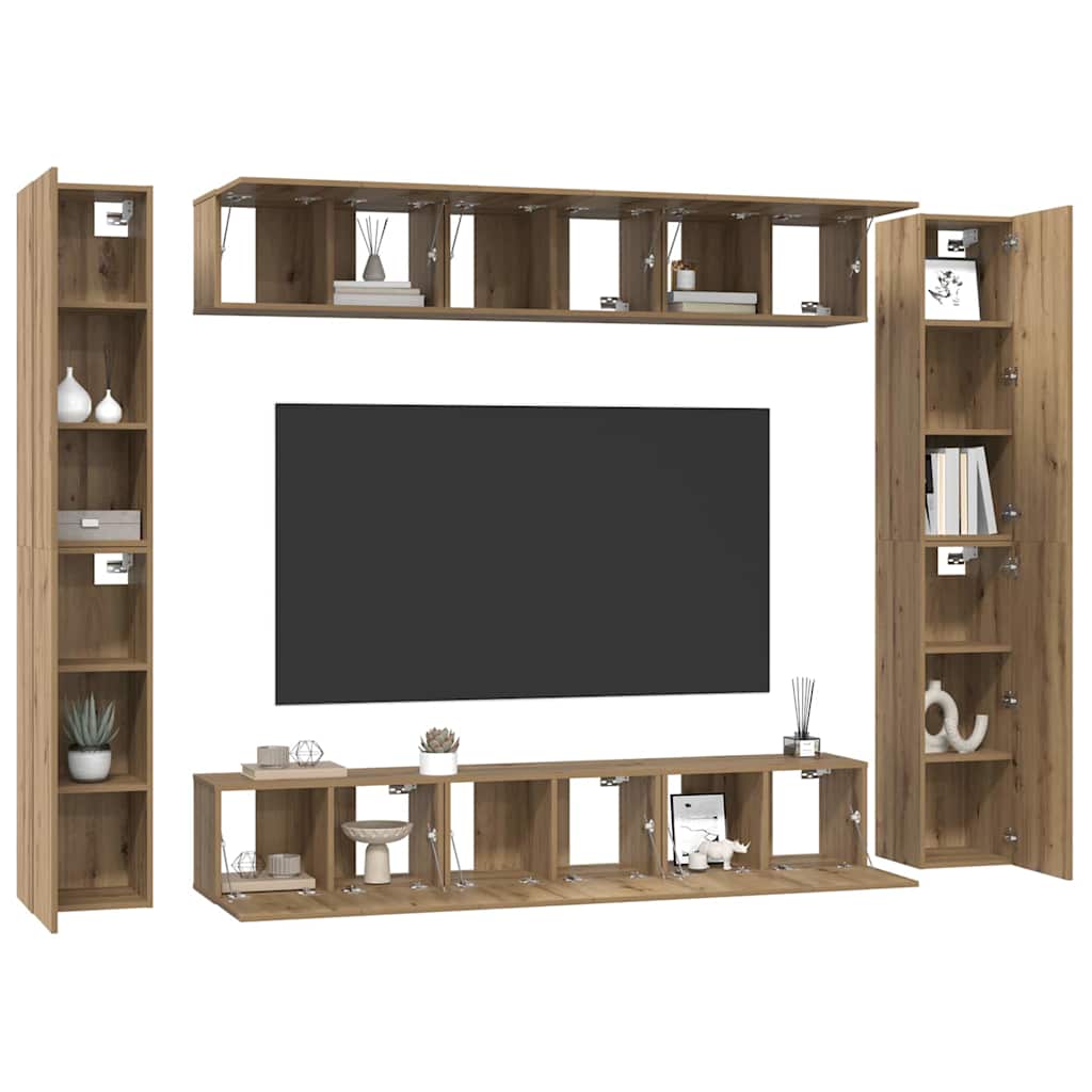 vidaXL Tv-meubelset 10 pcs artisanaal eikenkleurig 30.5 x 30 x 90 cm