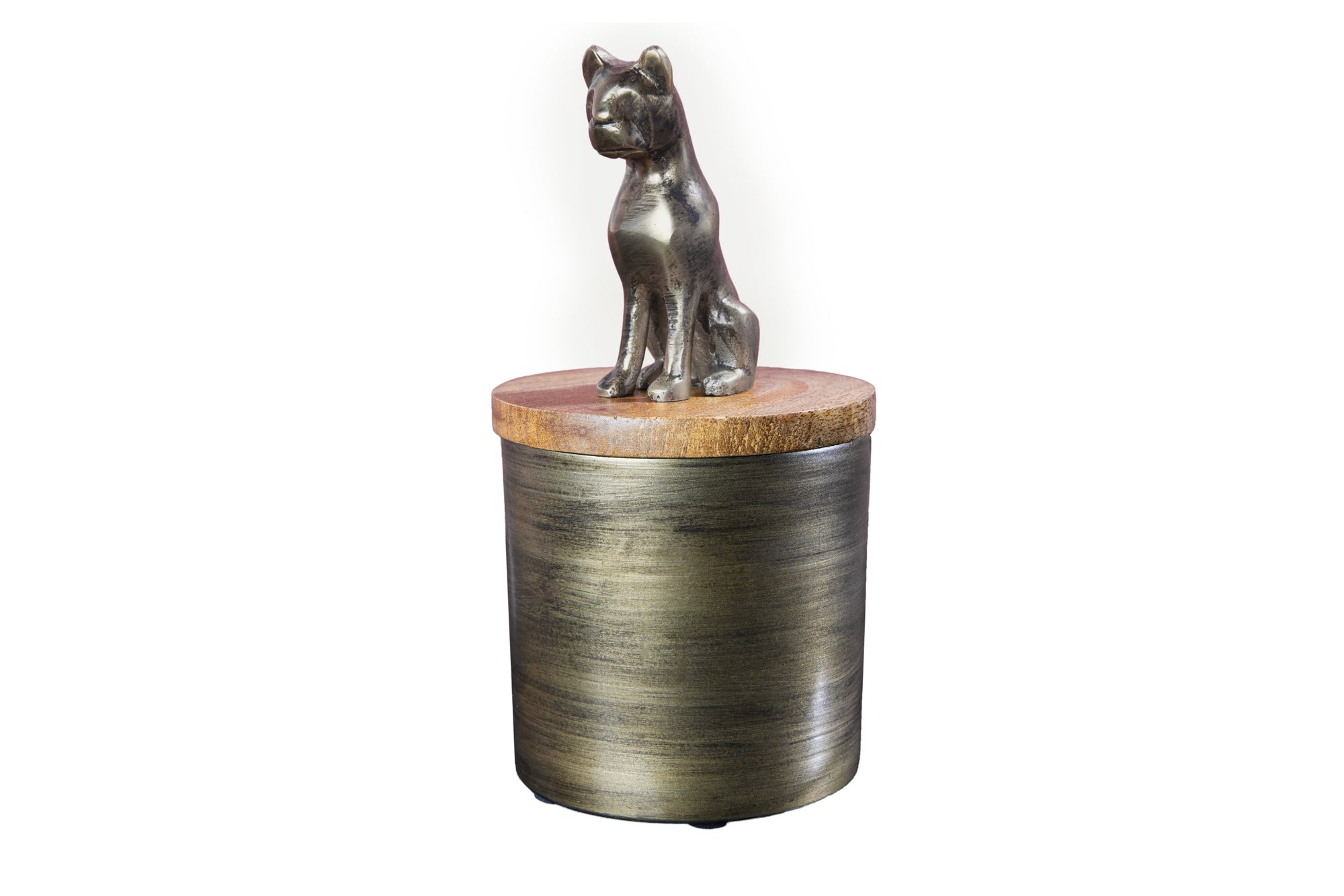 Invicta Interior Sculptuur blik PANTHER 20cm ijzer goud mangohout naturel - 44485
