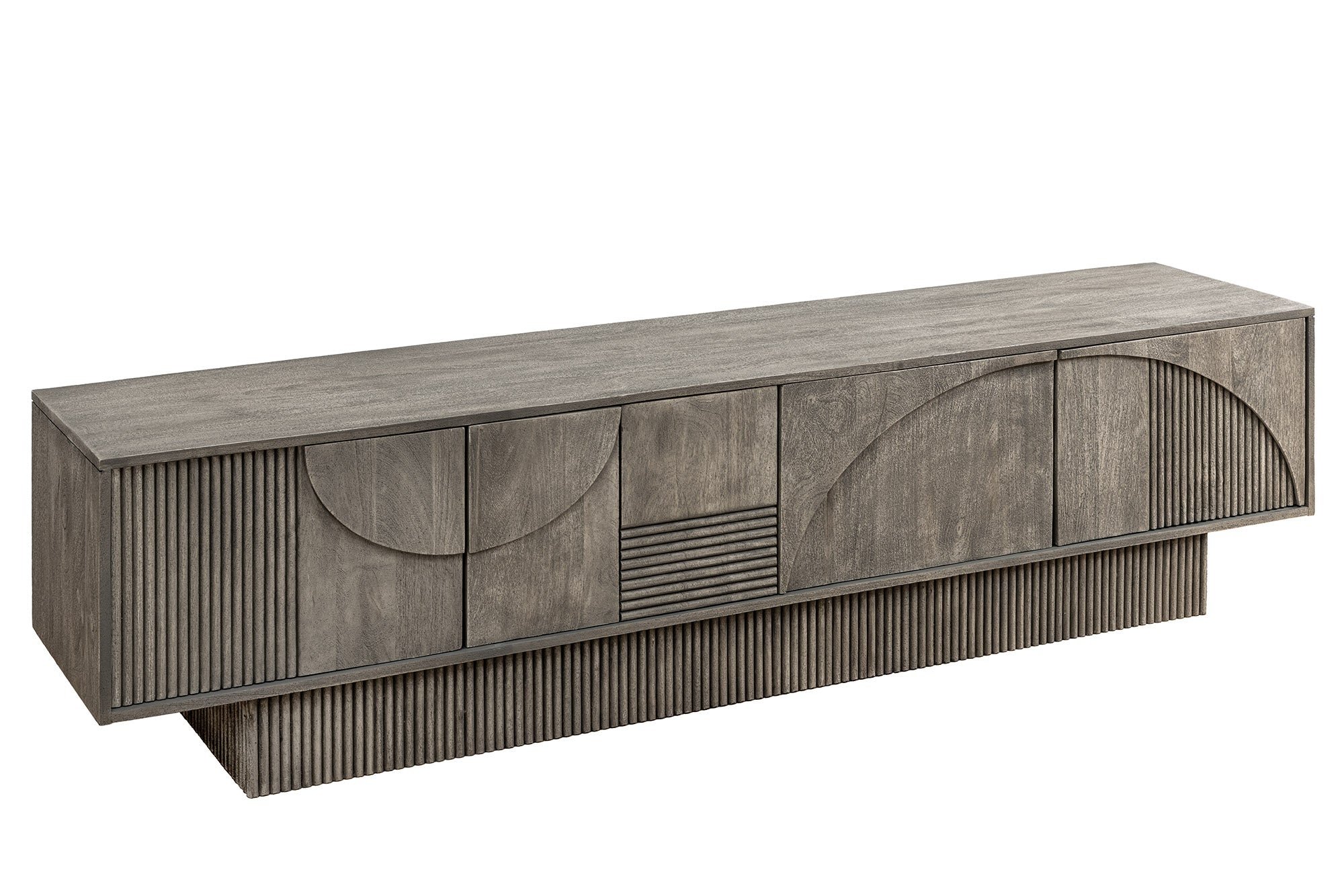 Invicta Interior TV-Bord ART DECO 200cm 3D mangohout gerookt grijs look - 45481