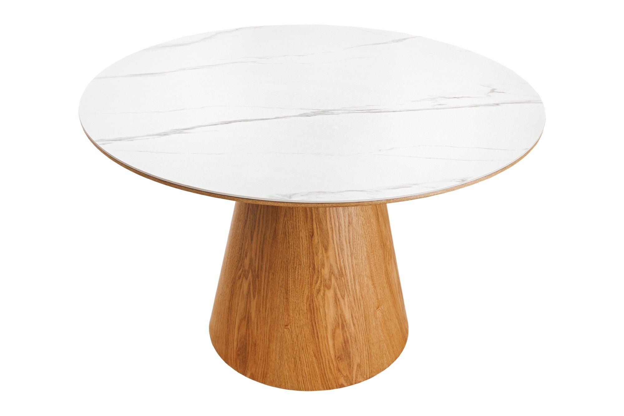 Invicta Interior Eettafel UNIQUE 120cm rond eikenhout fineer keramiek wit marmeren blad - 45143