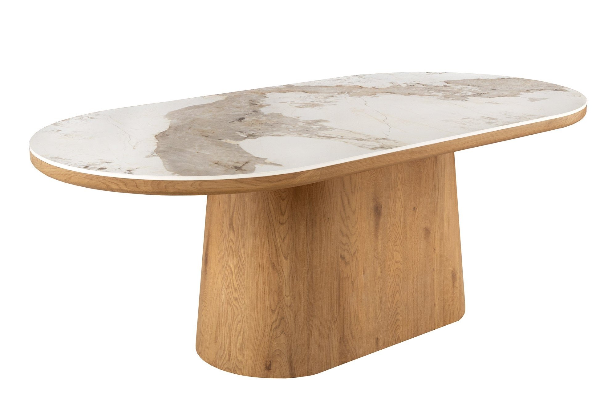 Invicta Interior Eettafel UNIQUE 200cm ovaal frame eikenhout fineer keramiek wit marmeren blad - 46381