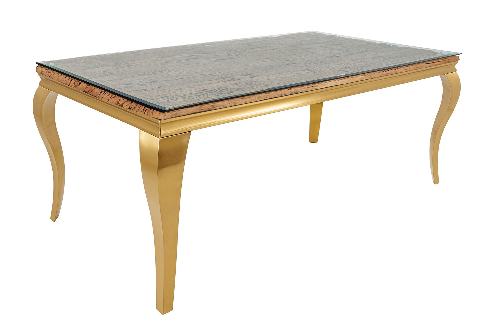 Invicta Interior Eettafel MODERN BAROCK BARRACUDA 200cm goud incl. glazen blad zonder teakhouten blad - 44362