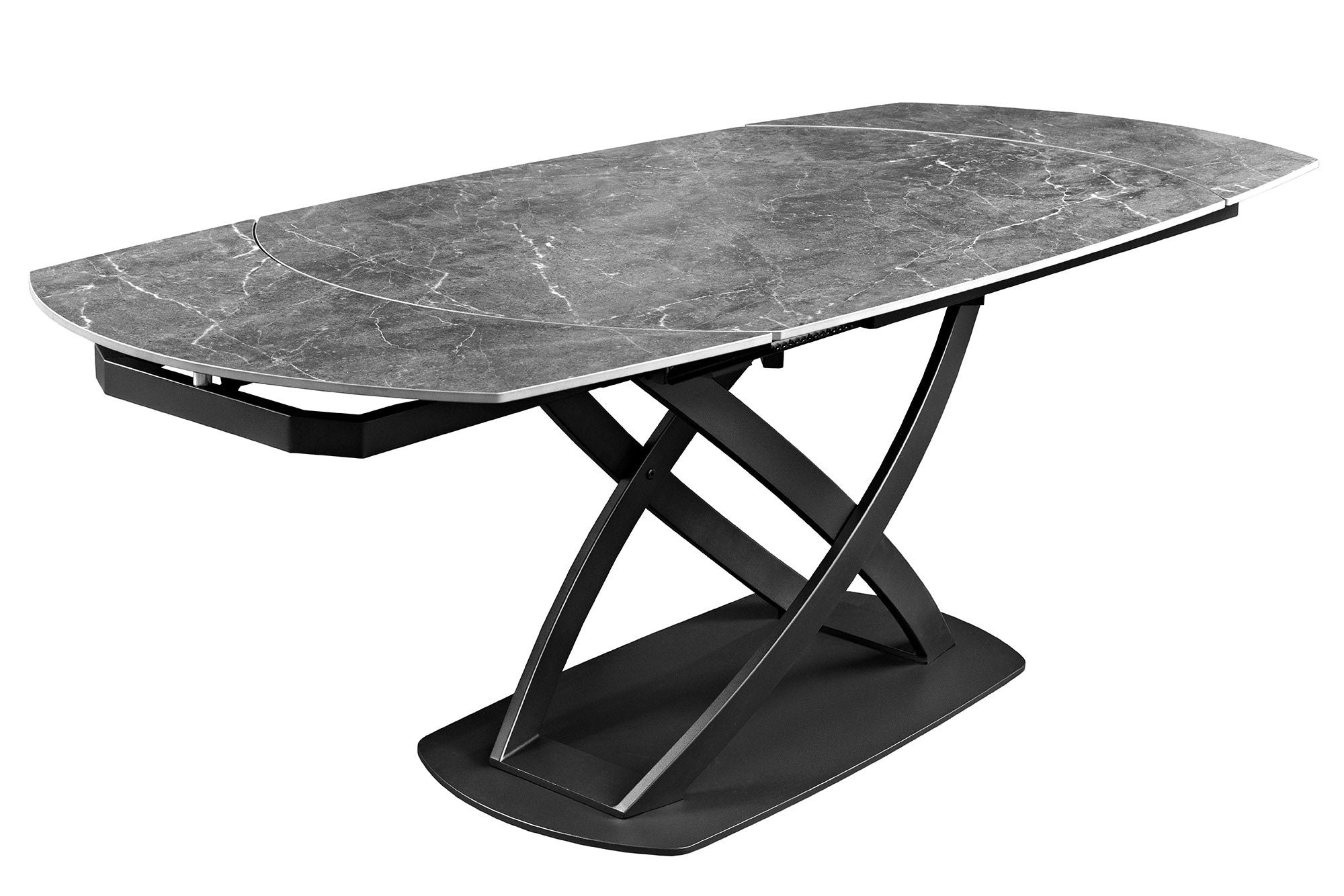 Invicta Interior Eettafel INCEPTION 130-190cm uitschuifbaar ovaal keramisch blad antraciet marmerlook - 46424