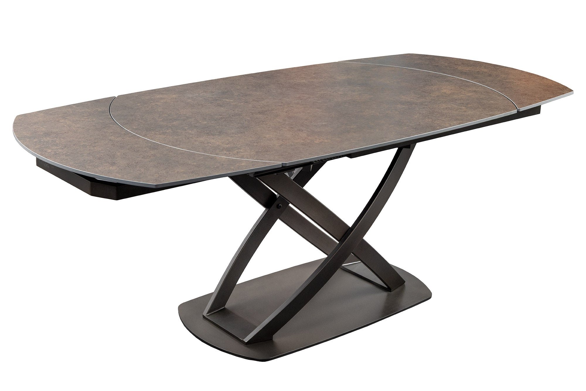 Invicta Interior Eettafel INCEPTION 130-190cm uitschuifbaar met bronzen rek ovaal keramisch blad roestlook - 46425