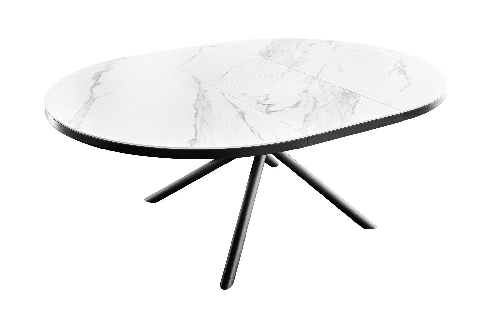 Invicta Interior Eettafel MIKADO 120-160cm rond uitschuifbaar marmerlook wit keramiek gehard glas - 46503