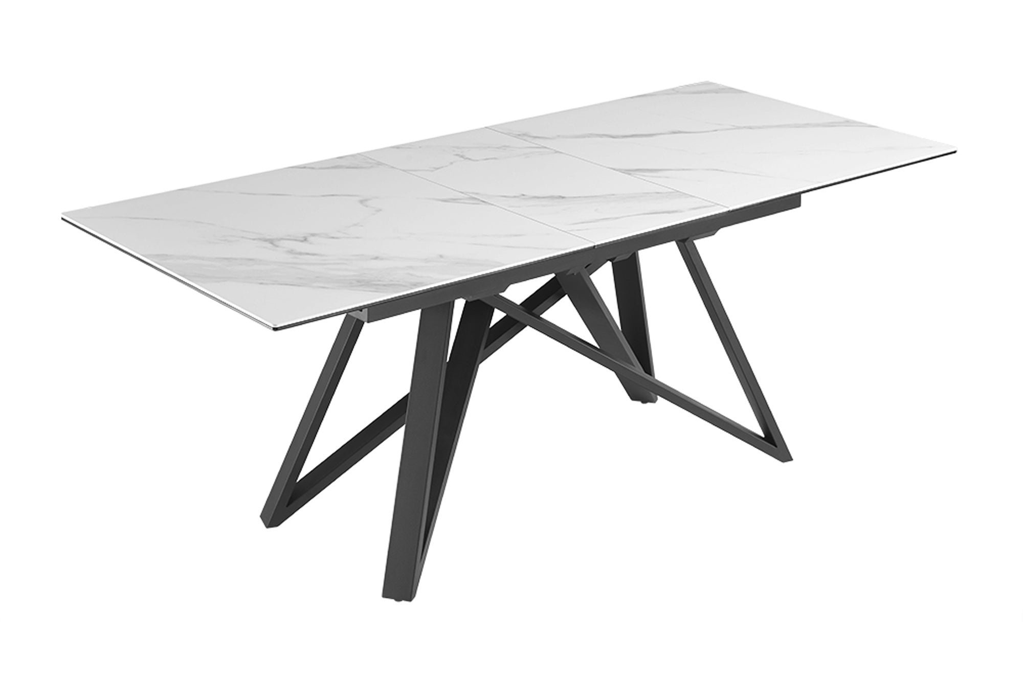 Invicta Interior Eettafel ATLAS 160-200cm uitschuifbaar marmerlook wit keramiek gehard glas - 46497